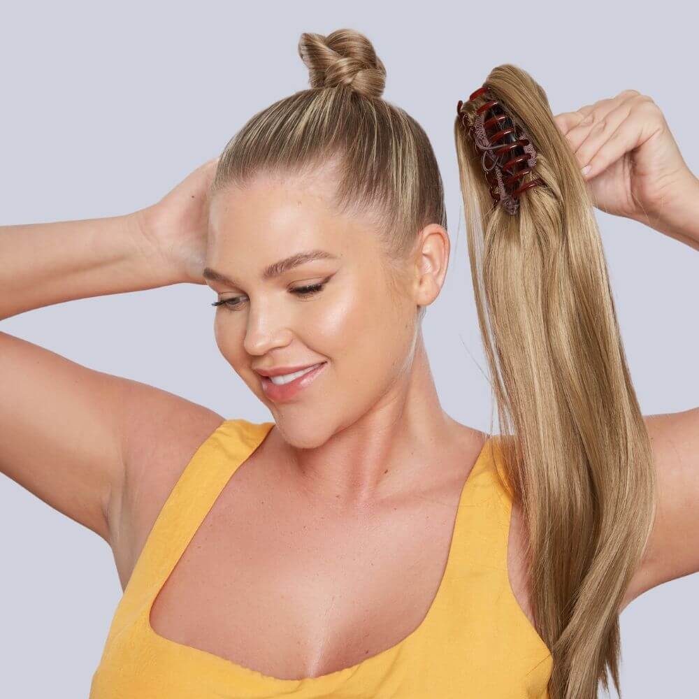 Long clip hot sale in ponytail