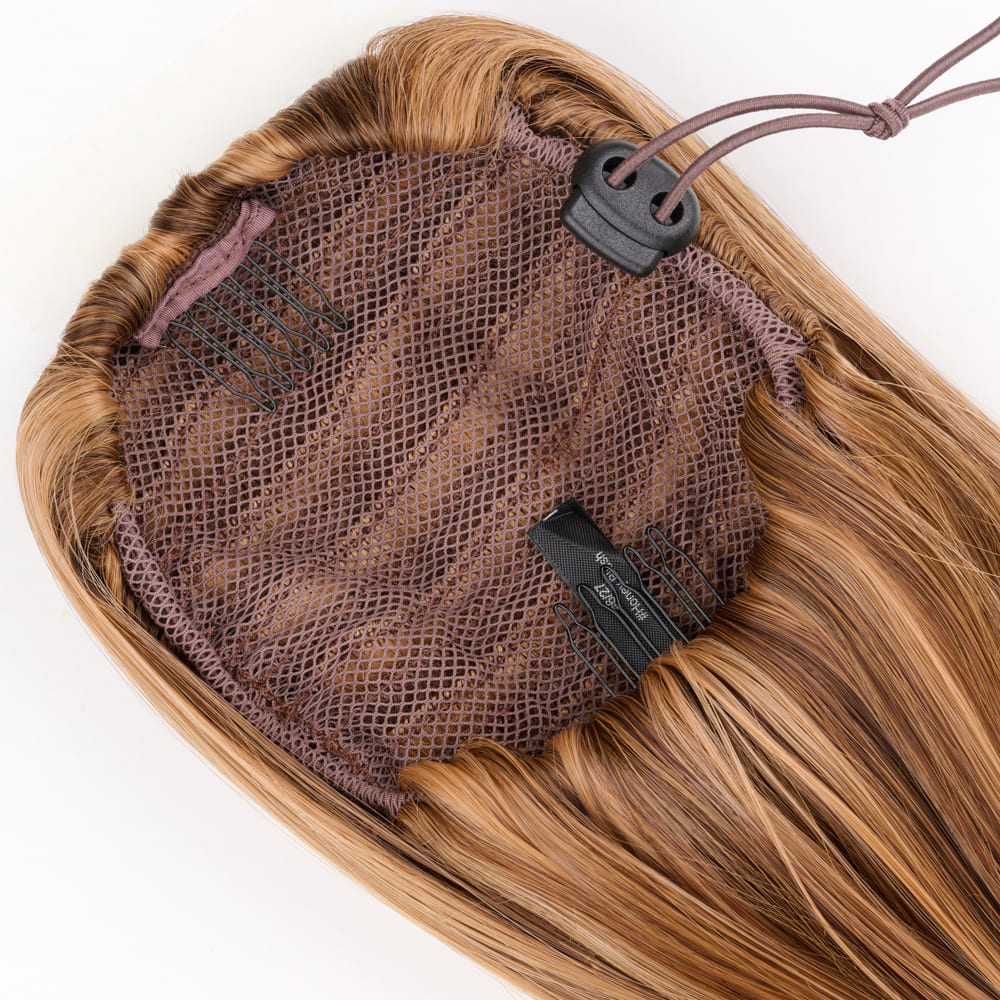 24 Inch Long Waved Clip-in Invisible Attached Extension in colour Honey Blonde