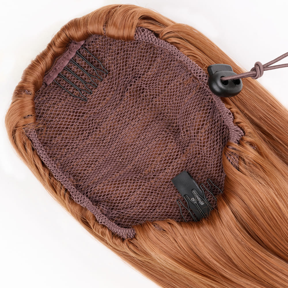 24 Inch Long Waved Clip-in Invisible Attached Extension in colour Copper