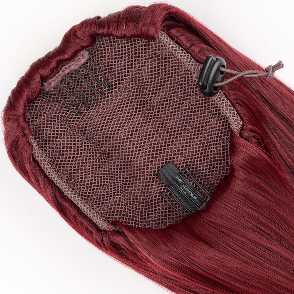 16 Inch Flicky Invisible Attachment Ponytail Extension in a Red Colour