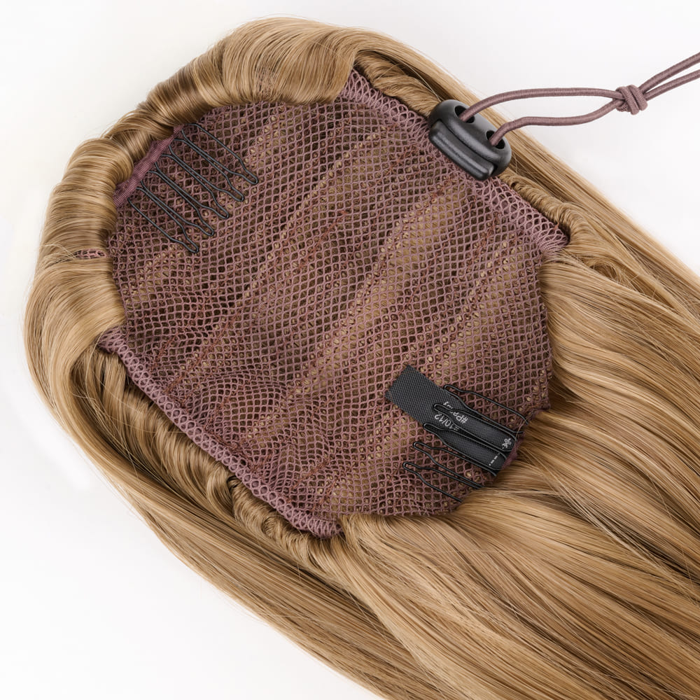 16 Inch Flicky Invisible Attachment Ponytail Extension in a Mousy Brown Colour