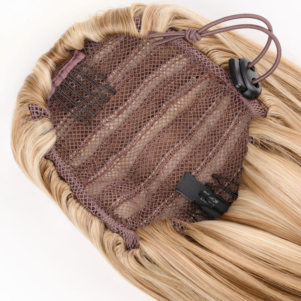 16 Inch Medium Length Waved Clip-in Invisible Attached Extension in colour Highlighted Blonde