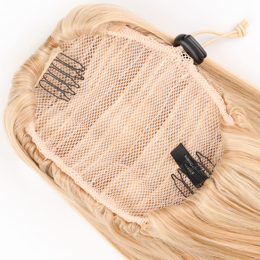 16 Inch Medium Length Waved Clip-in Invisible Attached Extension in colour Strawberry Blonde
