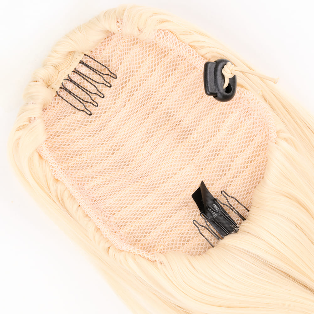 16 Inch Medium Length Waved Clip-in Invisible Attached Extension in colour Warm Blonde