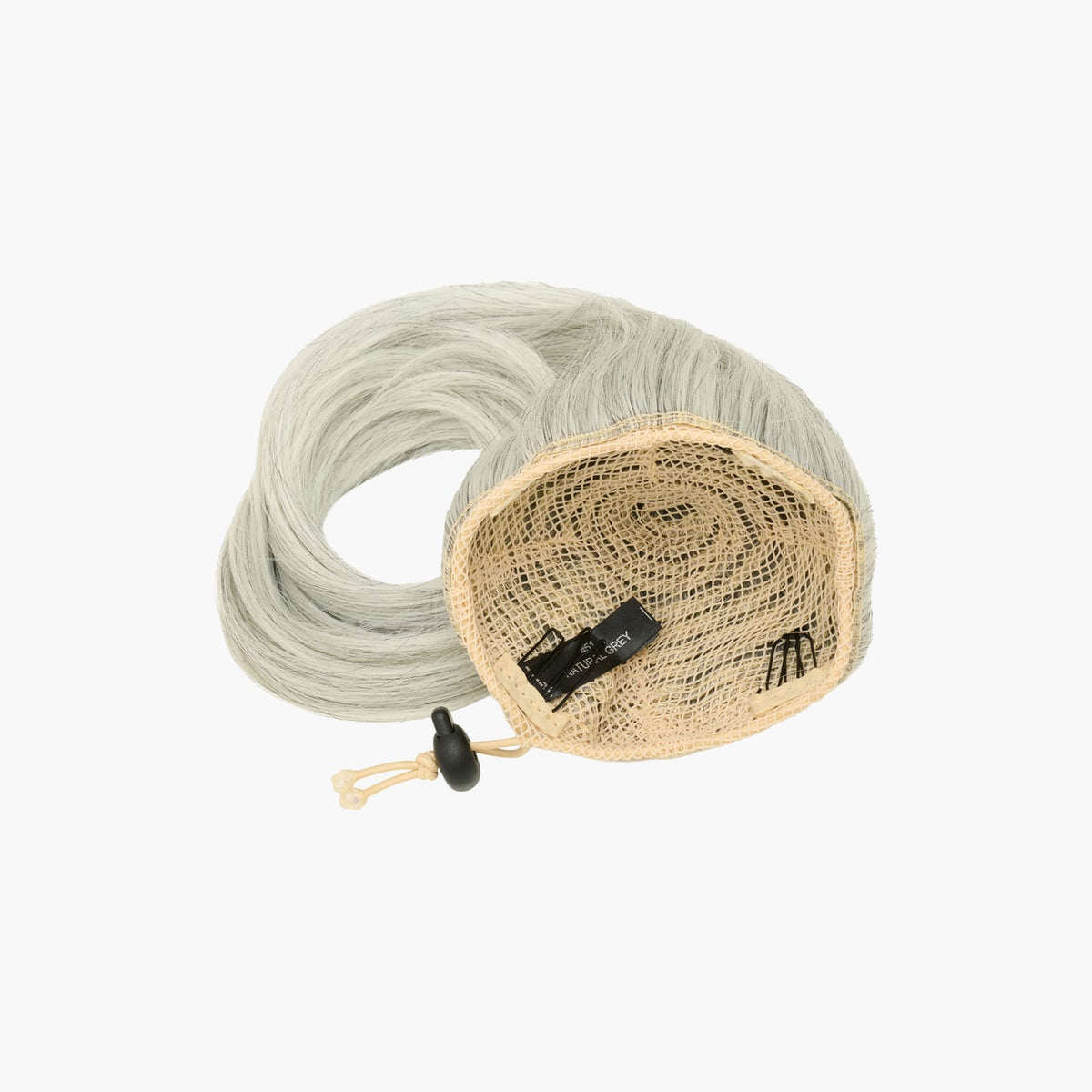 Natural Grey Stranded Clip-in Mum Bun