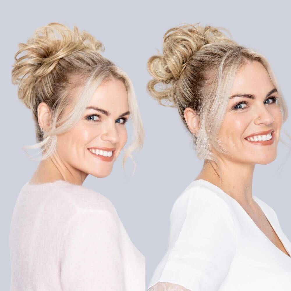 Stranded Messy Scrunchie Bun - Duo Pack - Curly & Flicky Styles #600 White Lily