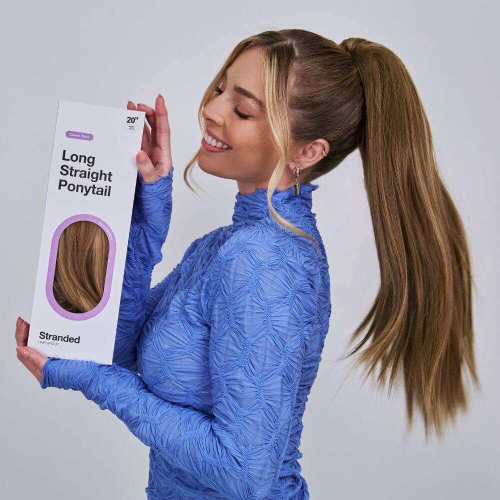 Stranded Long Straight Clip-in Ponytail #8 Hazel Princess