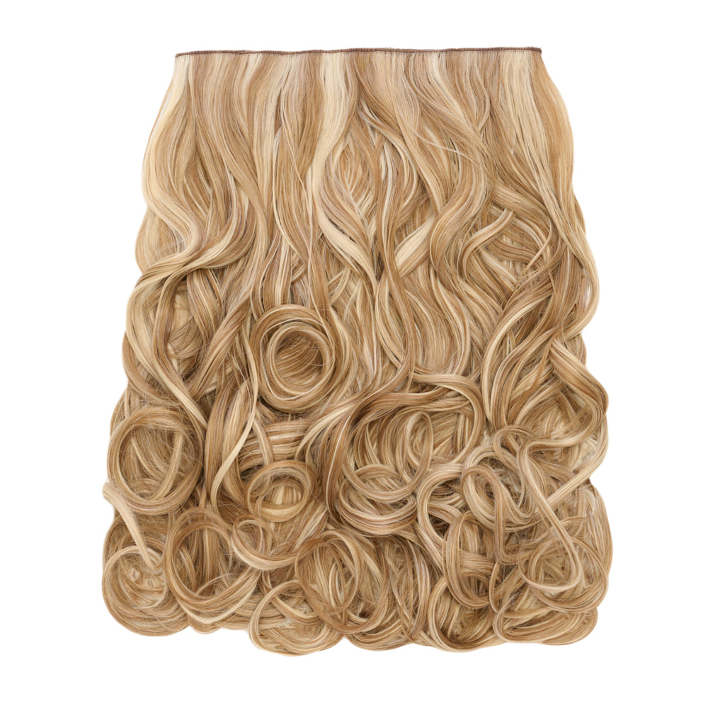 Stranded 16 Inch One Piece Curly Clip-in Hair Extension - Colour Highlighted Blonde