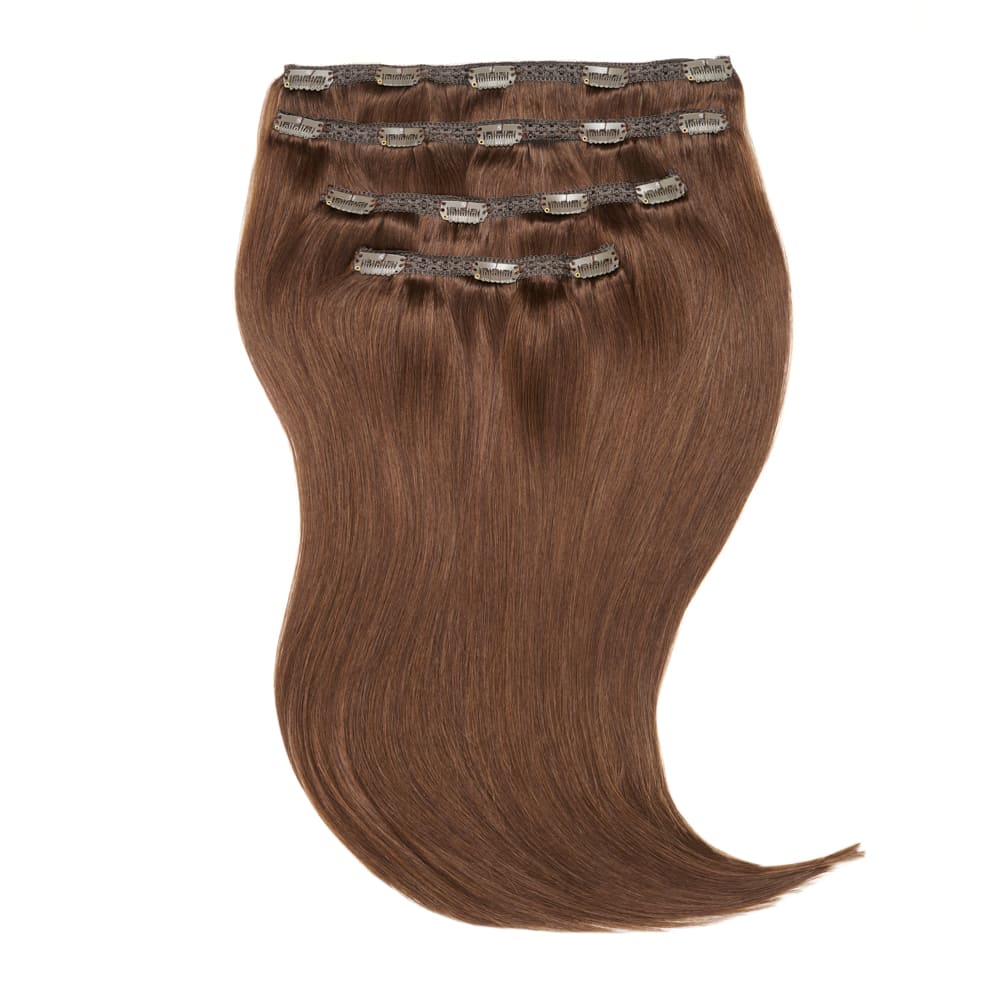 16 Inch Piece Lace Clip In Human Hair Extensions Stranded Hair