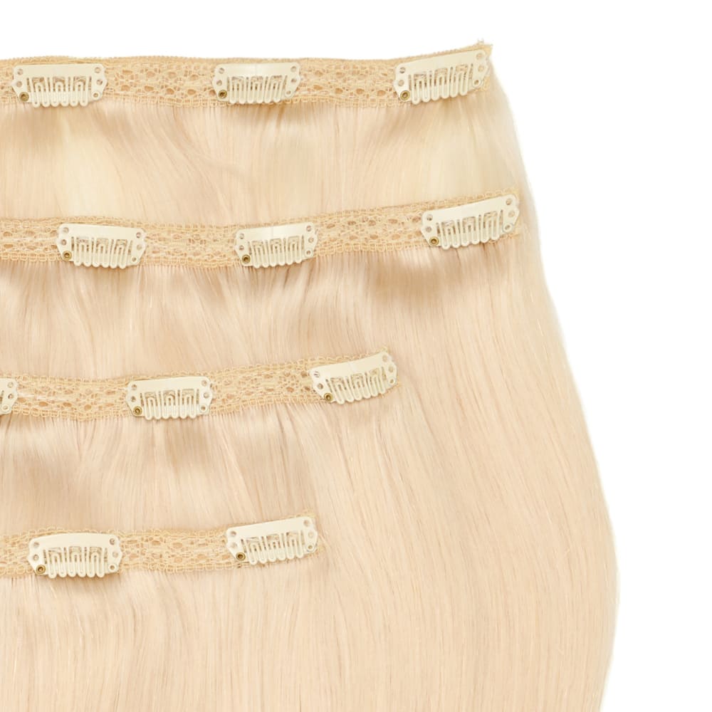 Stranded 16 Inch Lace Track 100% Human Hair Clip-in Extensions - Colour Platinum Blonde