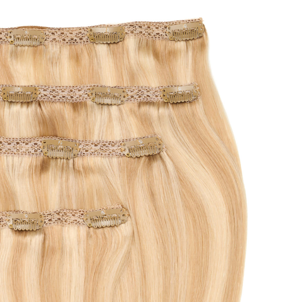 Stranded 16 Inch Lace Track 100% Human Hair Clip-in Extensions - Colour UK Blonde