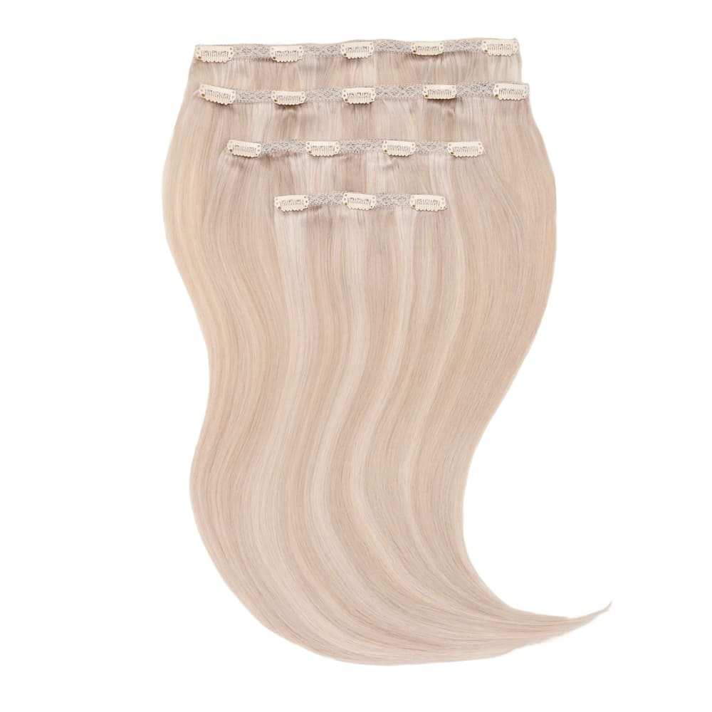 Stranded 16 Inch Four Piece 100% Human Hair Clip-in Extensions - Colour Silver