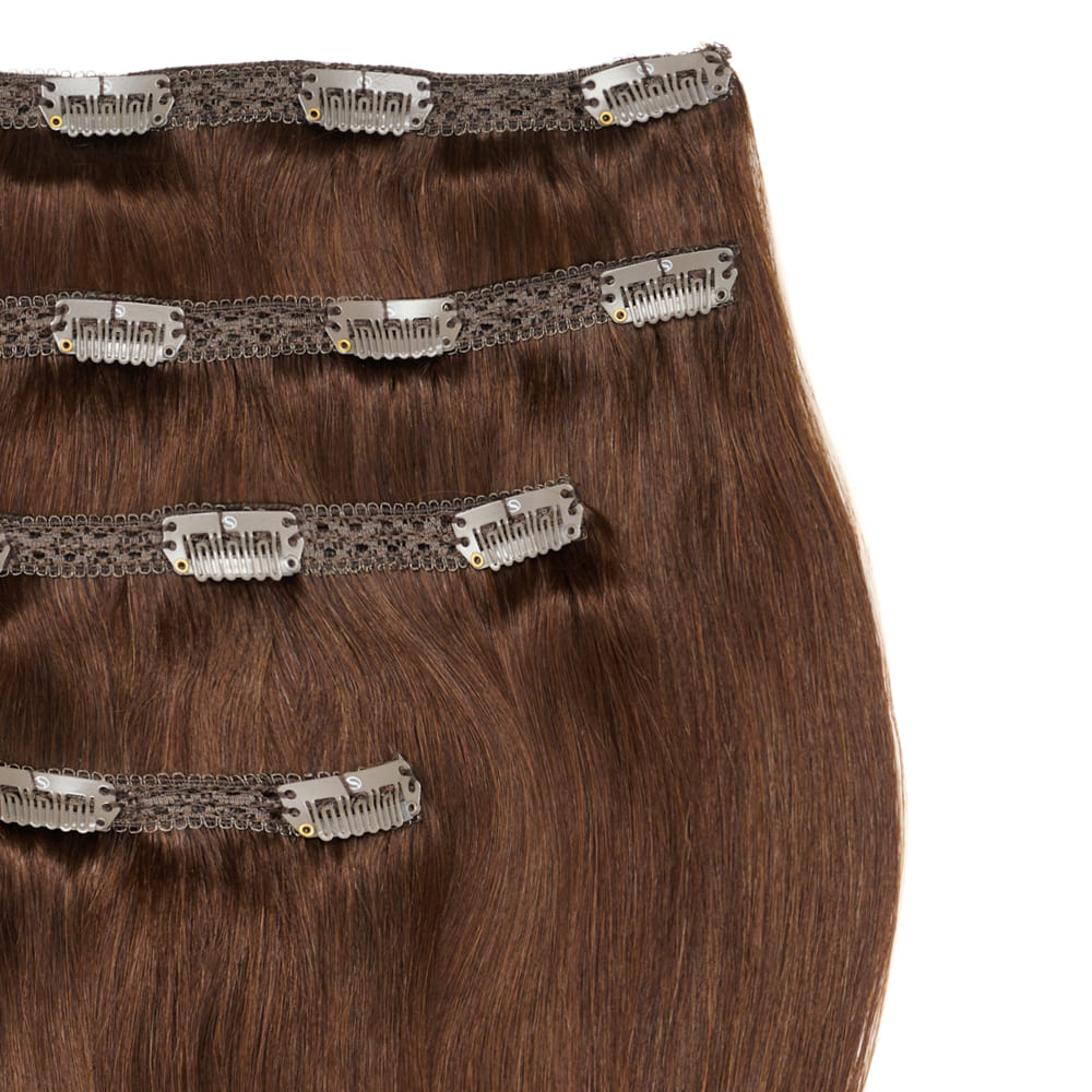 Stranded 20 Inch Lace Track 100% Human Hair Clip-in Extensions - Colour Chocolate Brown
