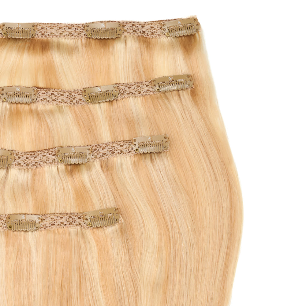 Stranded 20 Inch Lace Track 100% Human Hair Clip-in Extensions - Colour Strawberry Blonde