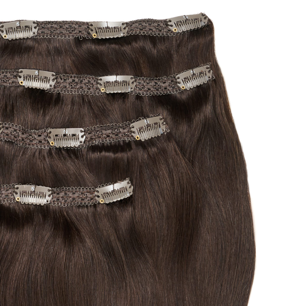 Stranded 20 Inch Lace Track 100% Human Hair Clip-in Extensions - Colour Dark Brown