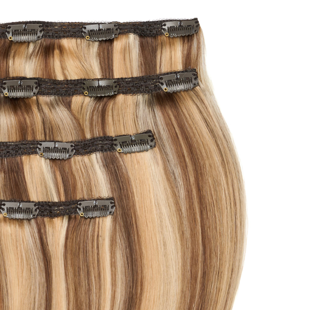 Stranded 20 Inch Lace Track 100% Human Hair Clip-in Extensions - Colour Mixed Blonde and Brunette