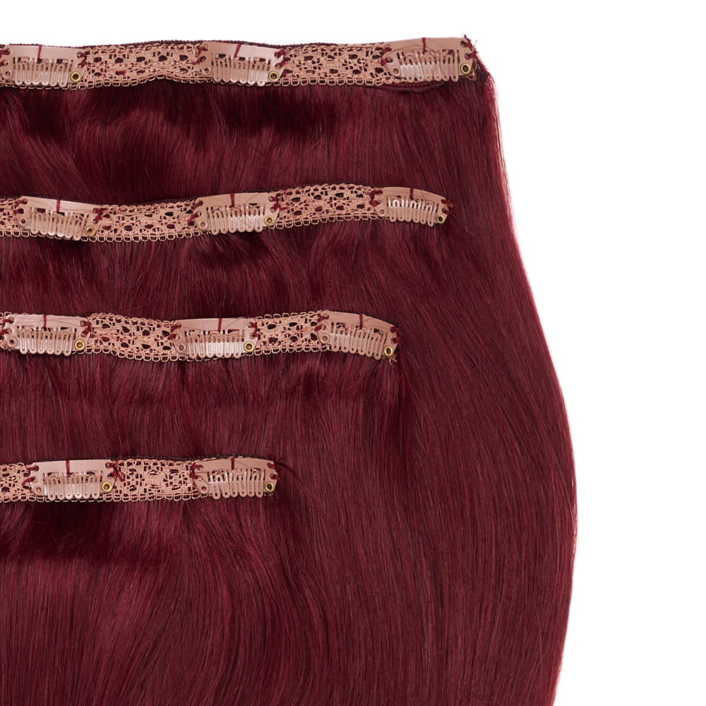 Stranded 20 Inch Lace Track 100% Human Hair Clip-in Extensions - Colour Red