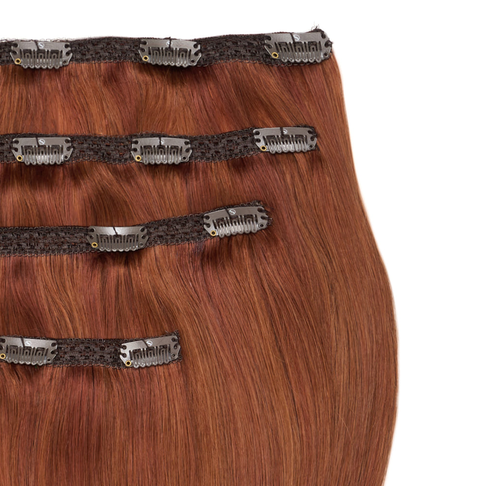Stranded 20 Inch Lace Track 100% Human Hair Clip-in Extensions - Colour Auburn