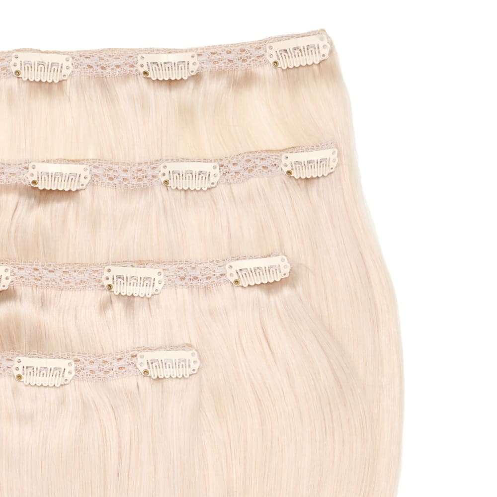 Stranded 20 Inch Lace Track 100% Human Hair Clip-in Extensions - Colour White Blonde