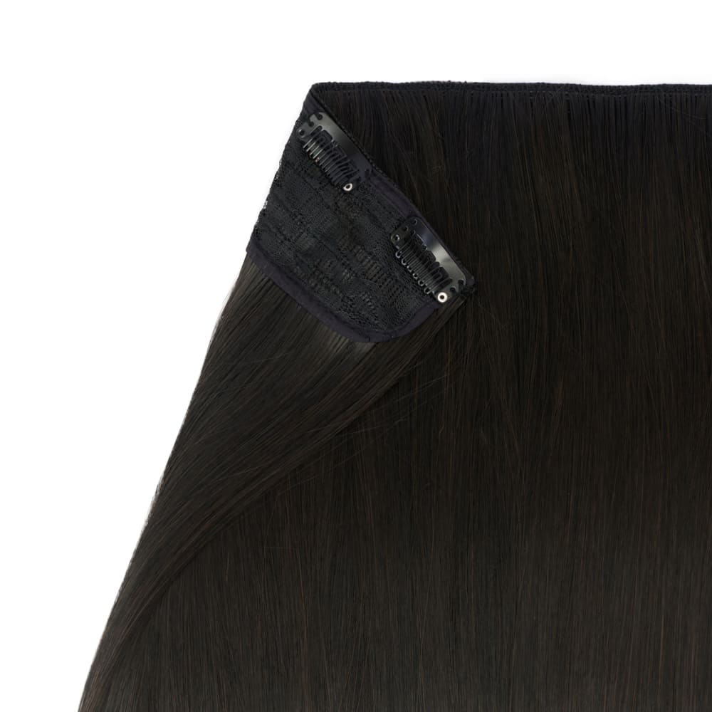 Stranded 20 Inch One Piece Straight Detailed Clip-in Section - Colour Off Black