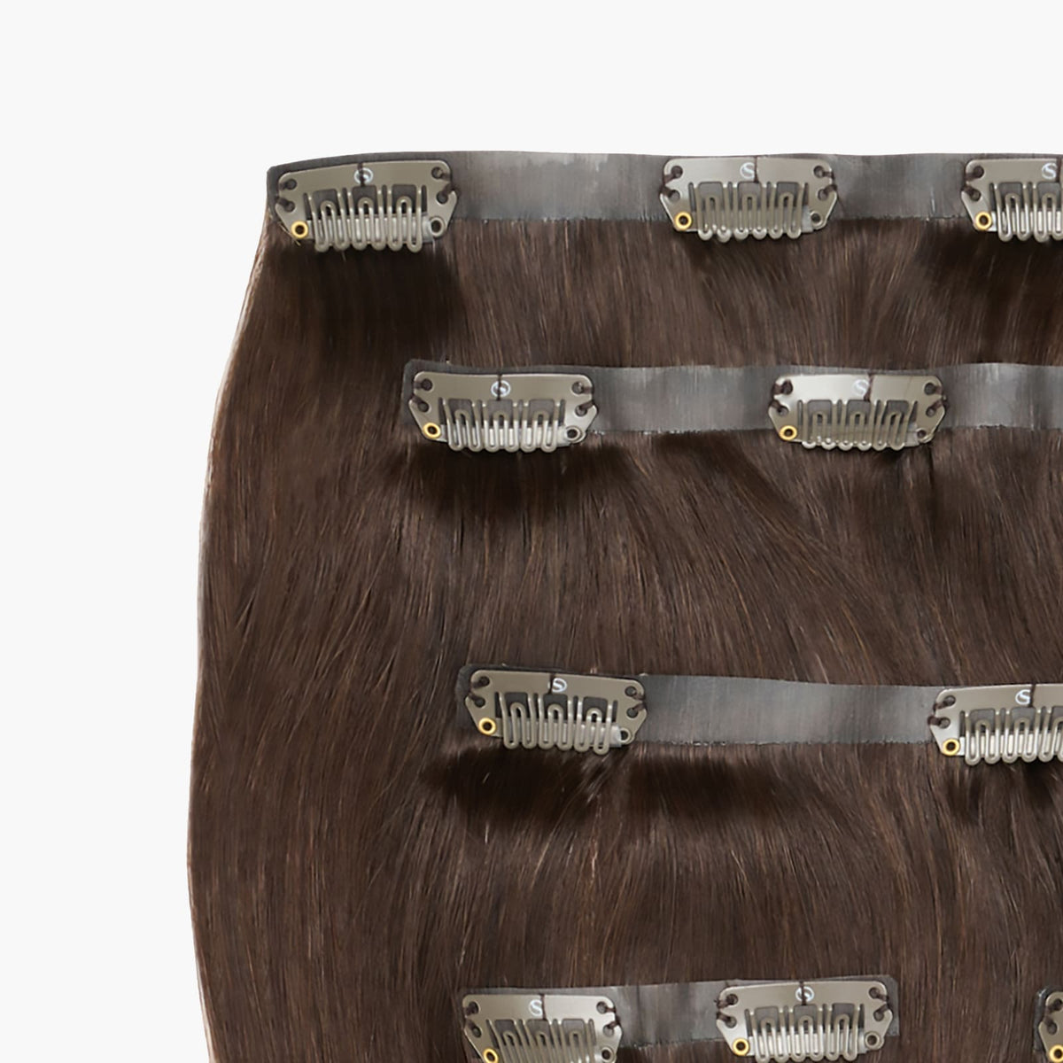 Stranded Nigella Dark Chocolate 14" Seamless Clip-in Human Hair Extensions