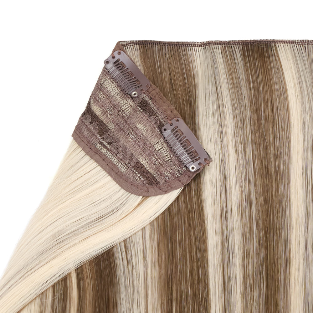 Stranded 20 Inch One Piece Straight Detailed Clip-in Section - Colour Silver Blonde