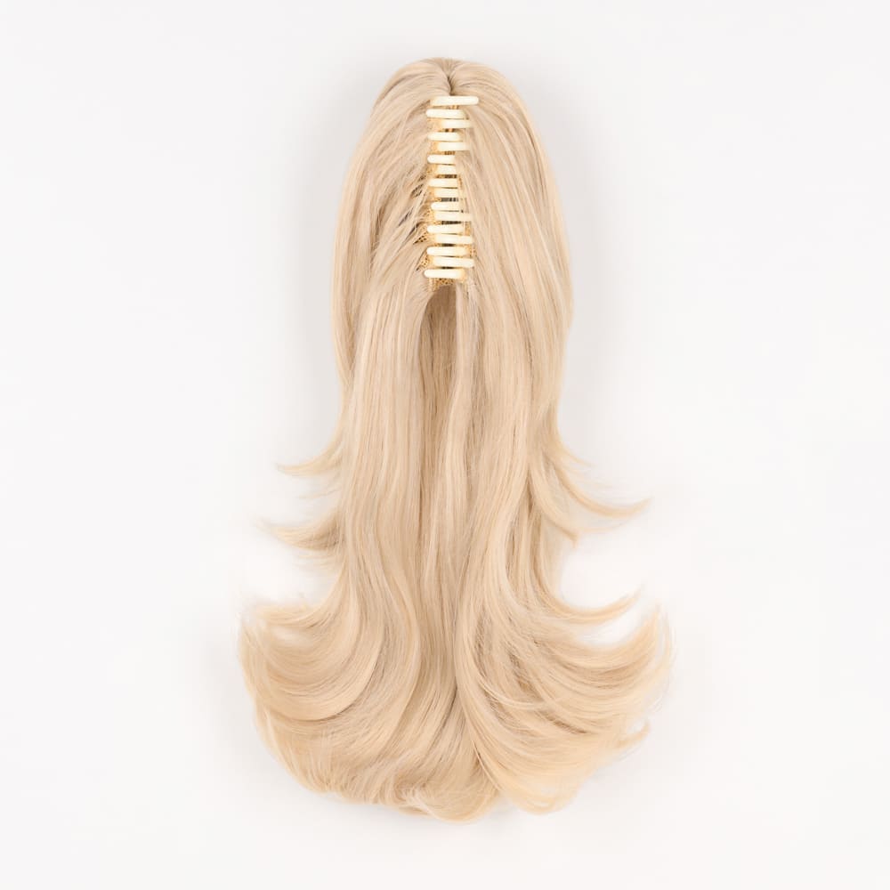 16 Inch Flicky Layered Bulldog Clip-in Ponytail in a Swedish Blonde Colour