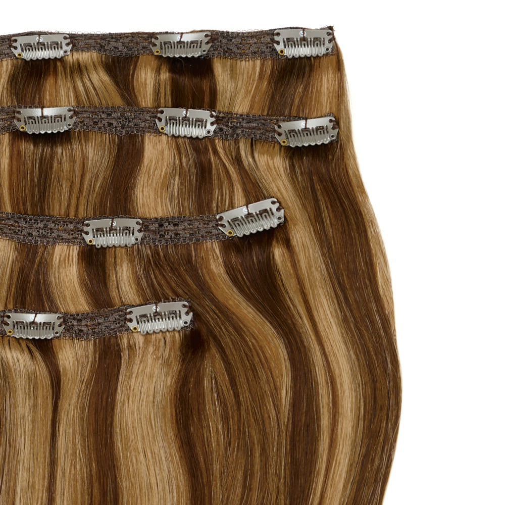 Stranded 20" Lace Clip-in Human Hair Extension (170g) - Colour #4/27 Coral Bells