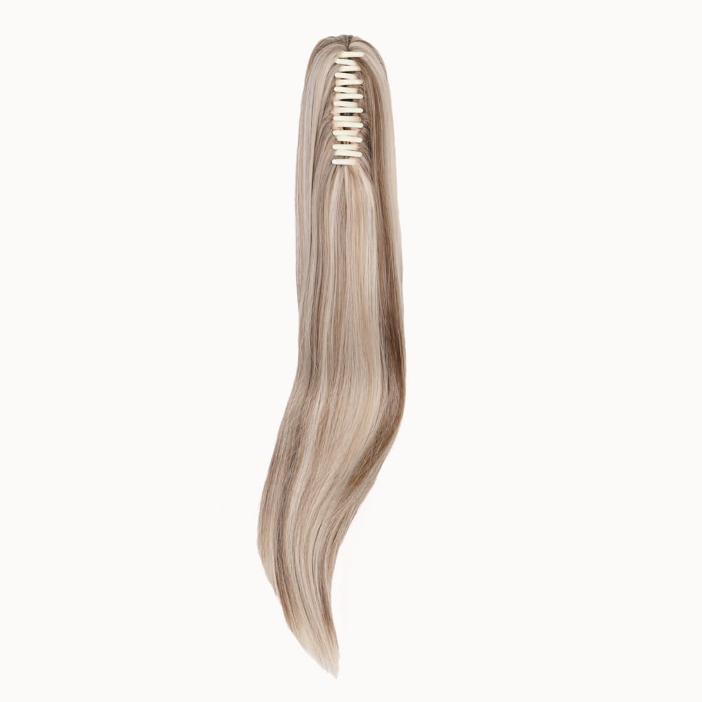 20 Inch Straight Clip-in Ponytail Extension in a Silver Blonde Colour