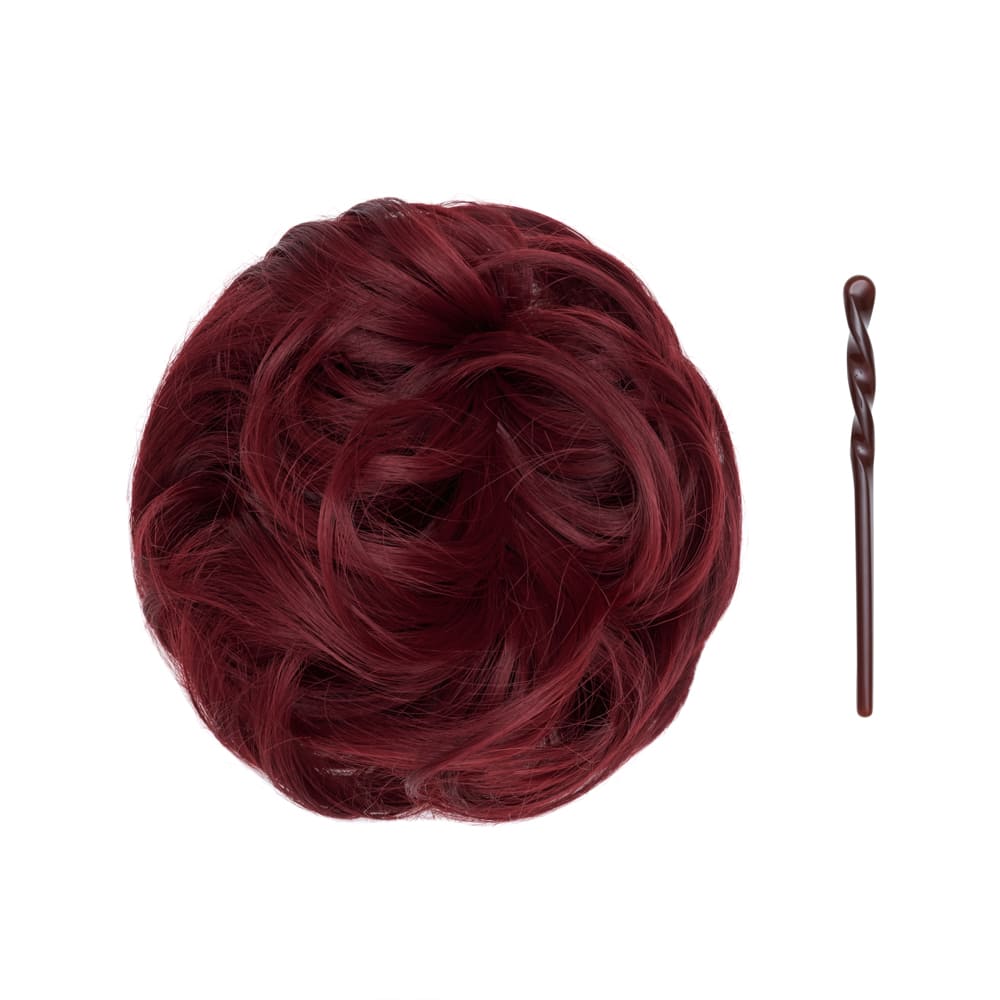 Stranded Easy Updo Mini Messy Scrunchie Bun in colour Red