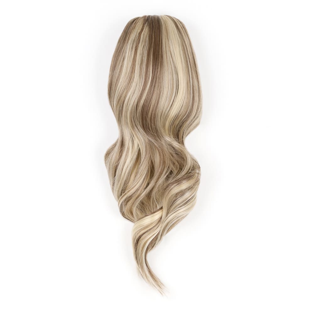16 Inch Medium Length Clip-in Ponytail Extension on a claw clip attachment in colour Silver Blonde