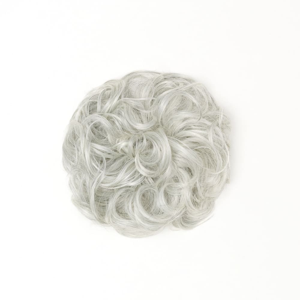 Stranded Curly Hair Messy Bun Scrunchie #51 Natural Grey