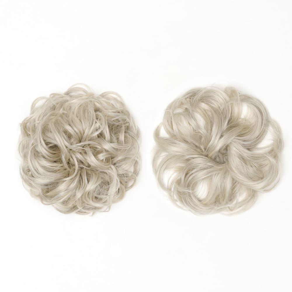 Stranded Messy Scrunchie Bun - Duo Pack - Curly & Flicky Styles #52 Light Grey